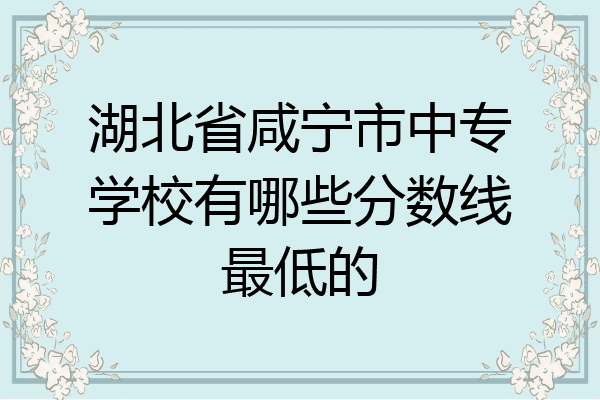 湖北省咸宁市中专学校有哪些分数线最低的