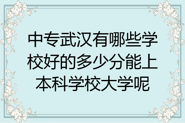 中专武汉有哪些学校好的多少分能上本科学校大学呢