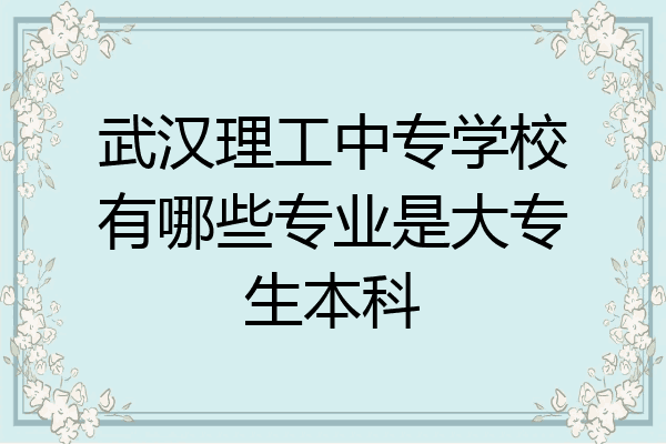 武汉理工中专学校有哪些专业是大专生本科