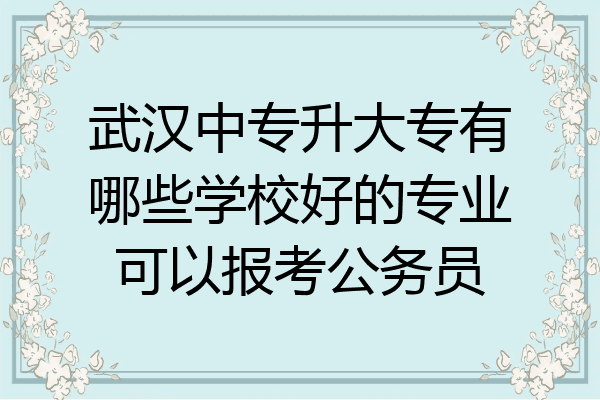 武汉中专升大专有哪些学校好的专业可以报考公务员