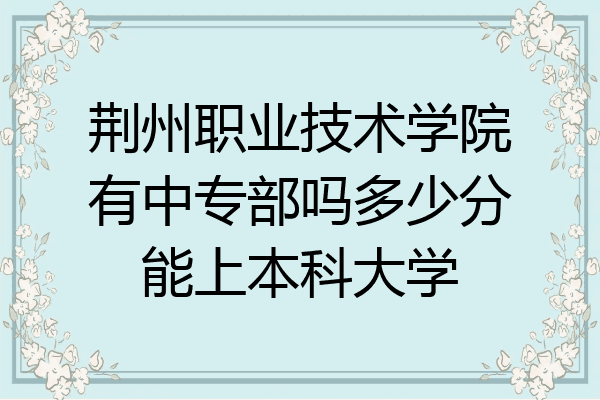 荆州职业技术学院有中专部吗多少分能上本科大学