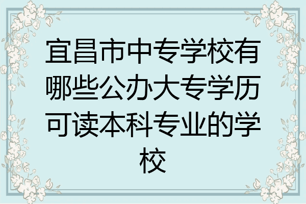宜昌市中专学校有哪些公办大专学历可读本科专业的学校