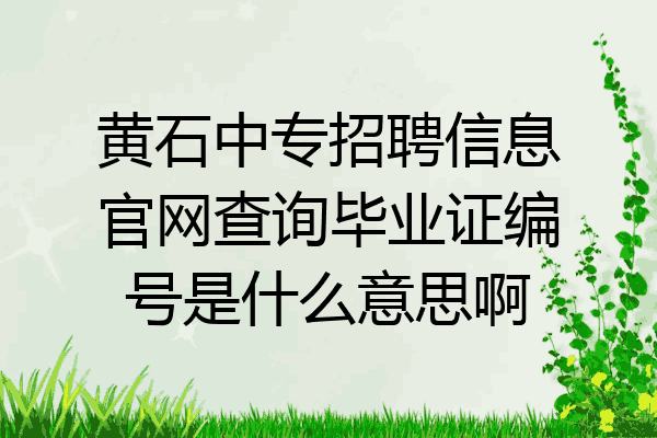黄石中专招聘信息官网查询毕业证编号是什么意思啊