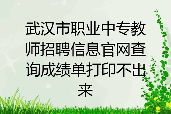 武汉市职业中专教师招聘信息官网查询成绩单打印不出来