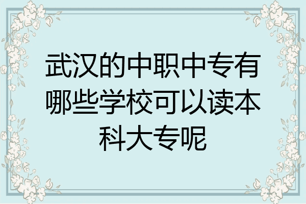 武汉的中职中专有哪些学校可以读本科大专呢