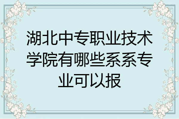 湖北中专职业技术学院有哪些系系专业可以报