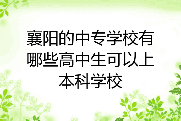 襄阳的中专学校有哪些高中生可以上本科学校