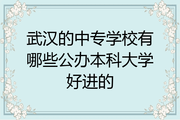 武汉的中专学校有哪些公办本科大学好进的
