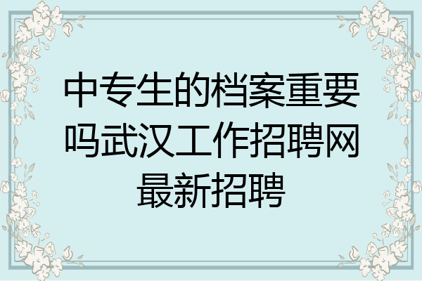 中专生的档案重要吗武汉工作招聘网最新招聘