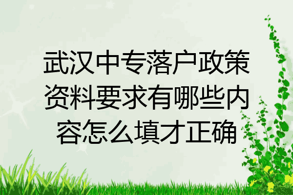 武汉中专落户政策资料要求有哪些内容怎么填才正确
