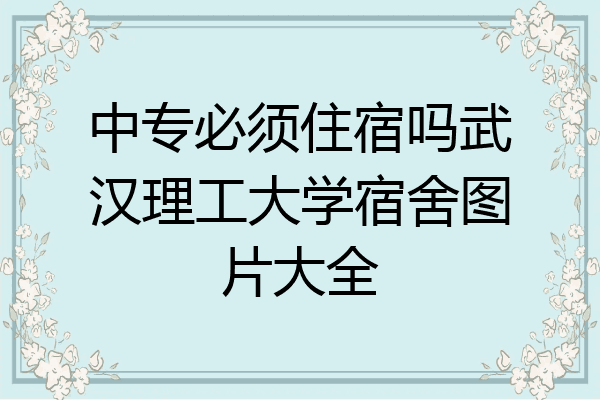 中专必须住宿吗武汉理工大学宿舍图片大全