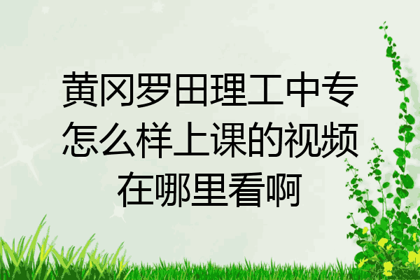 黄冈罗田理工中专怎么样上课的视频在哪里看啊