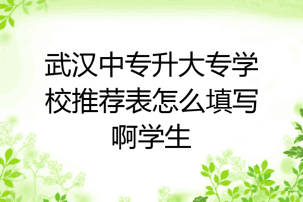 武汉中专升大专学校推荐表怎么填写啊学生