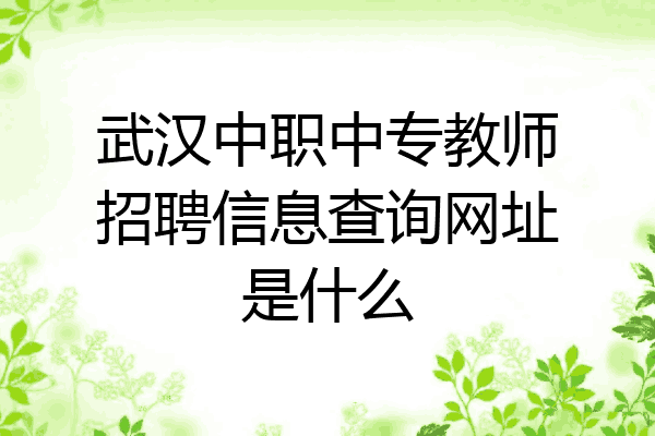 武汉中职中专教师招聘信息查询网址是什么