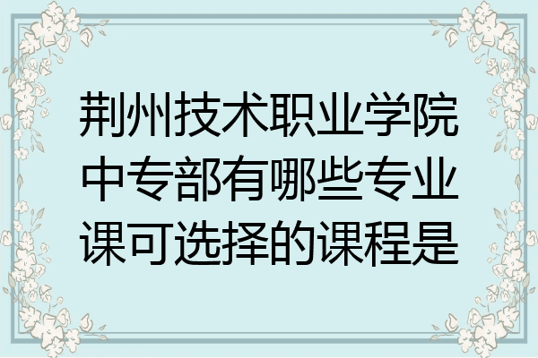 荆州技术职业学院中专部有哪些专业课可选择的课程是