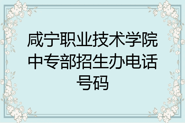 咸宁职业技术学院中专部招生办电话号码