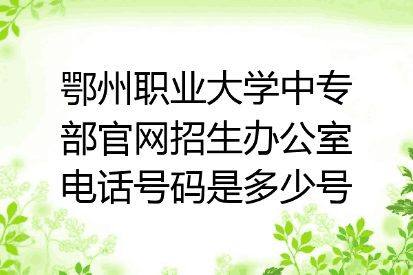 鄂州职业大学中专部官网招生办公室电话号码是多少号