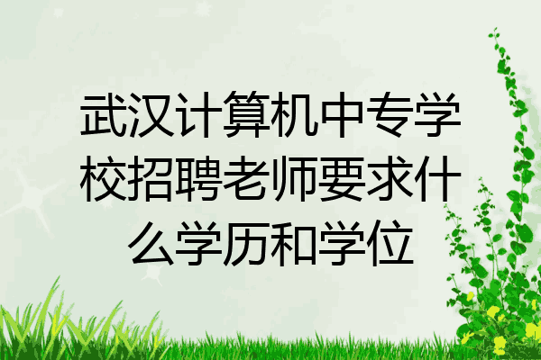 武汉计算机中专学校招聘老师要求什么学历和学位
