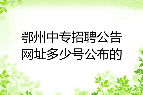 鄂州中专招聘公告网址多少号公布的