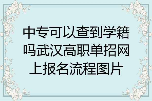 中专可以查到学籍吗武汉高职单招网上报名流程图片