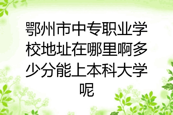 鄂州市中专职业学校地址在哪里啊多少分能上本科大学呢