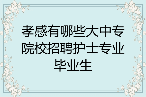 孝感有哪些大中专院校招聘护士专业毕业生