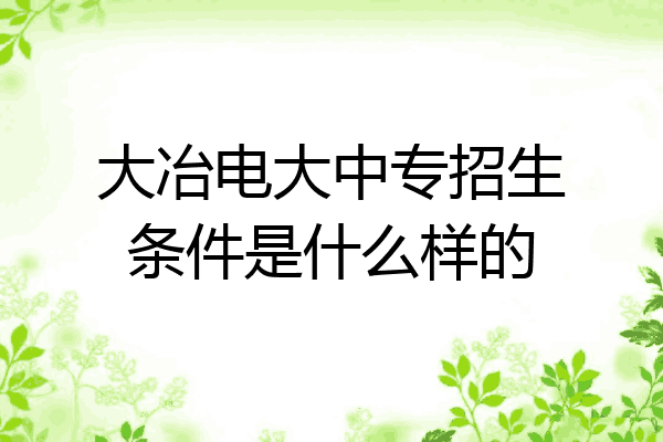 大冶电大中专招生条件是什么样的
