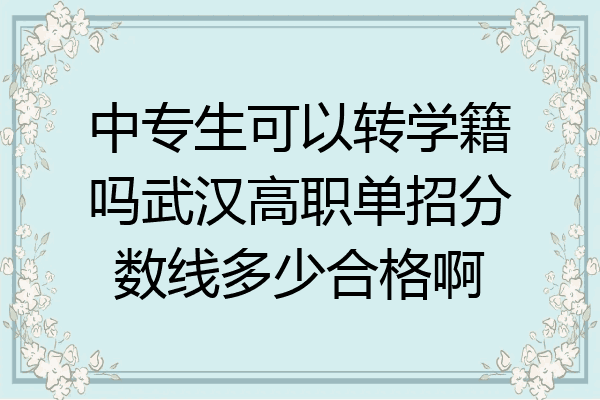 中专生可以转学籍吗武汉高职单招分数线多少合格啊