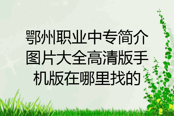 鄂州职业中专简介图片大全高清版手机版在哪里找的