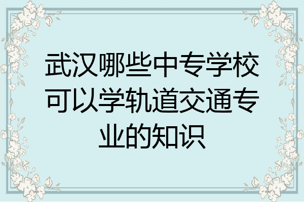 武汉哪些中专学校可以学轨道交通专业的知识