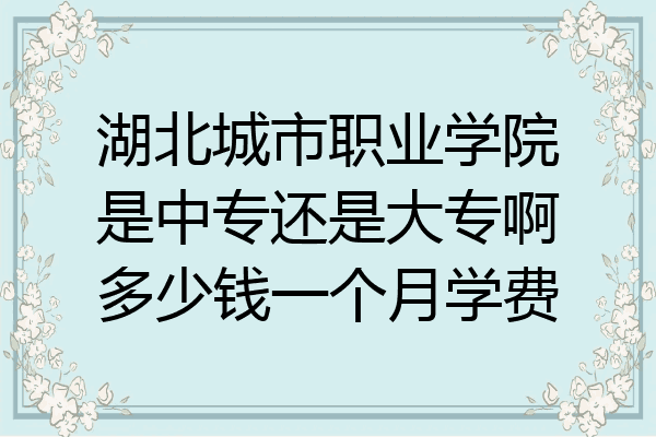 湖北城市职业学院是中专还是大专啊多少钱一个月学费