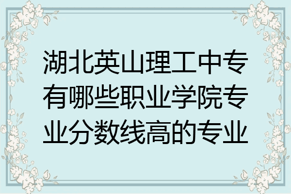 湖北英山理工中专有哪些职业学院专业分数线高的专业