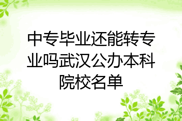 中专毕业还能转专业吗武汉公办本科院校名单