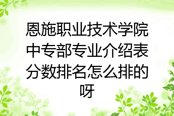 恩施职业技术学院中专部专业介绍表分数排名怎么排的呀