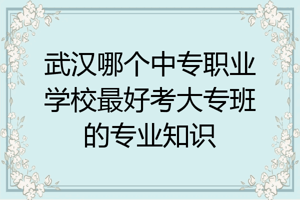 武汉哪个中专职业学校最好考大专班的专业知识