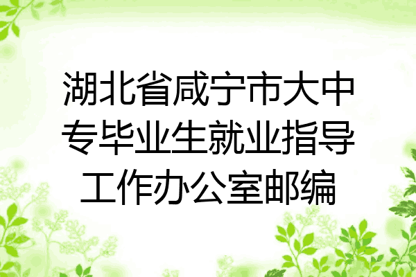 湖北省咸宁市大中专毕业生就业指导工作办公室邮编