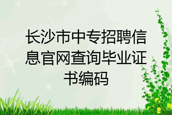 长沙市中专招聘信息官网查询毕业证书编码