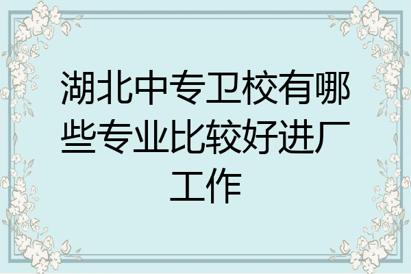湖北中专卫校有哪些专业比较好进厂工作