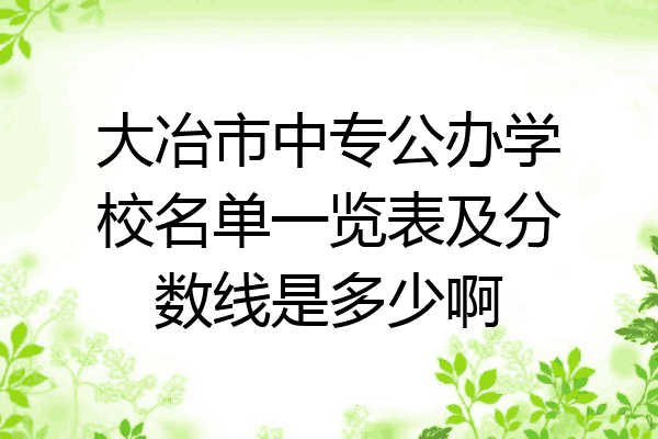 大冶市中专公办学校名单一览表及分数线是多少啊