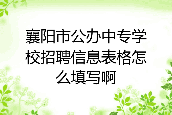襄阳市公办中专学校招聘信息表格怎么填写啊