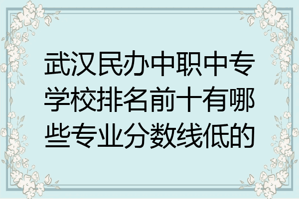 武汉民办中职中专学校排名前十有哪些专业分数线低的