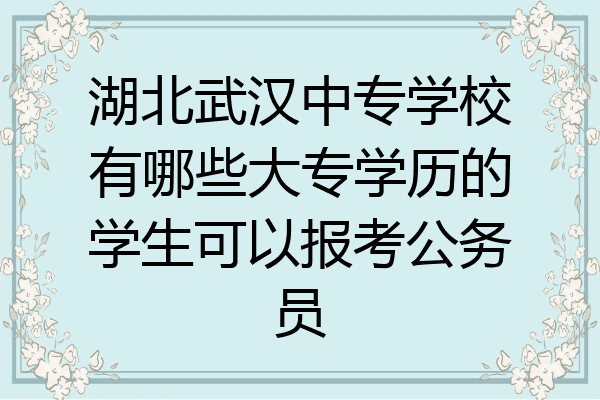 湖北武汉中专学校有哪些大专学历的学生可以报考公务员