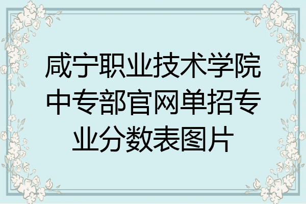 咸宁职业技术学院中专部官网单招专业分数表图片