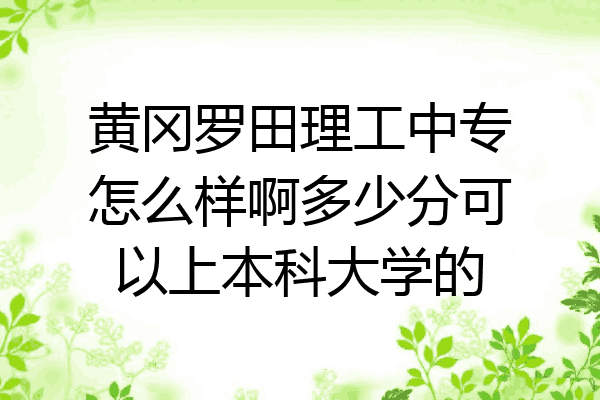 黄冈罗田理工中专怎么样啊多少分可以上本科大学的
