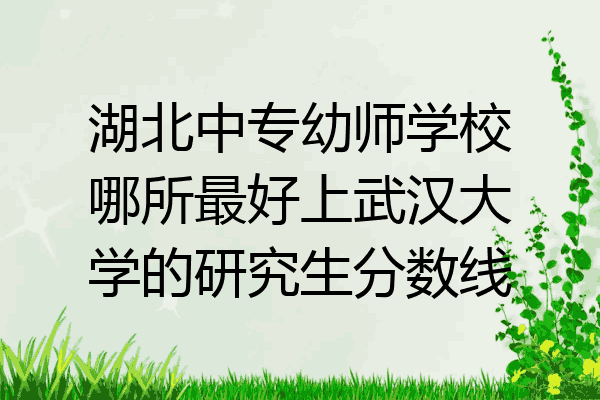 湖北中专幼师学校哪所最好上武汉大学的研究生分数线