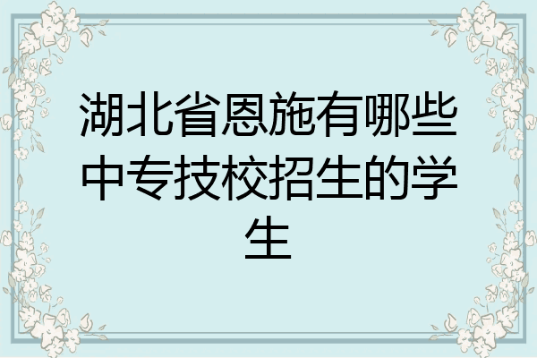 湖北省恩施有哪些中专技校招生的学生