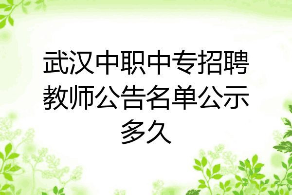武汉中职中专招聘教师公告名单公示多久