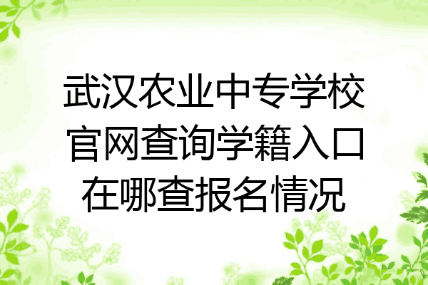 武汉农业中专学校官网查询学籍入口在哪查报名情况