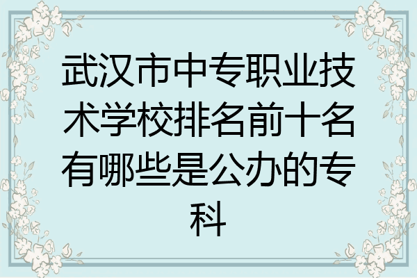 武汉市中专职业技术学校排名前十名有哪些是公办的专科