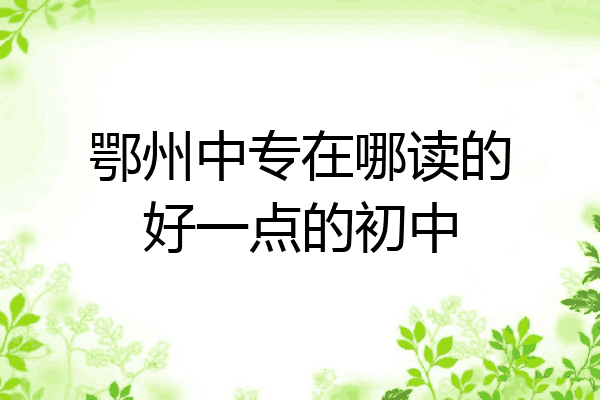 鄂州中专在哪读的好一点的初中